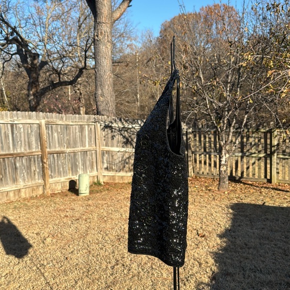 Vintage 1960s Hong Kong Black Wool Beaded sweater Charles & Co sequins Beaded - Picture 4 of 7